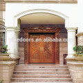 Exterior solid wood door with architrave